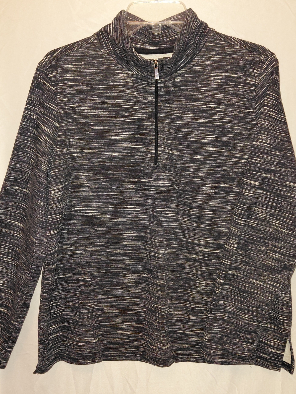 croft & barrow Women's Heathered Quarter-Zip Pullover - Gray/Black #2403